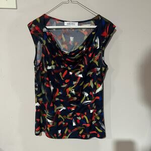 Navy and red abstract print